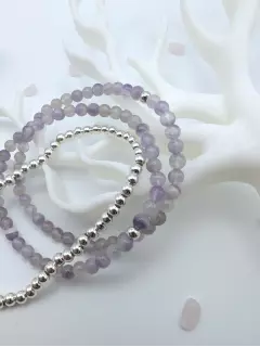Сет браслетов из серебра и бусин